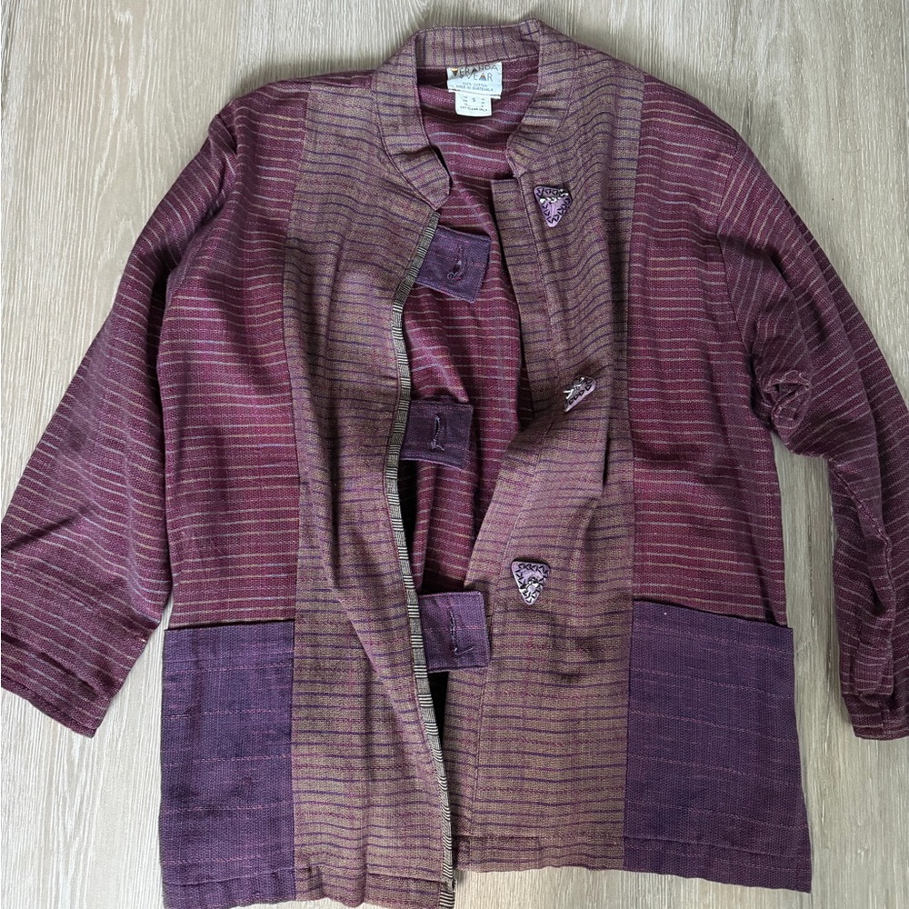 Vintage Striped Colorblock Purple Jacket size small